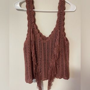 Free People crochet top with fringe